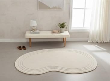 Irregular Shape Cream Rug - Ultra Soft & Durable Floor Covering - Perfect for Modern Home Décor (Multiple