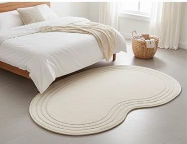 Irregular Shape Cream Rug - Ultra Soft & Durable Floor Covering - Perfect for Modern Home Décor (Multiple