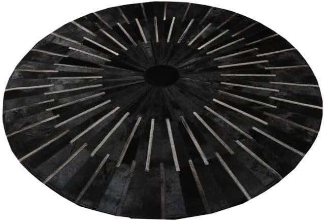 Sn Alef Home Round Designer Rug for Living Room | Handcrafted Black & White Boho Floor Carpet | Modern Ethnic Circular Mat for Home Décor & Meditation Space (Black_9x9)