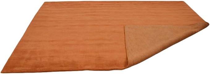 Hand Knotted Loom Wool ECO-Friendly Area Rugs - 10'x10', Square, Orange Color, Solid Plain Design, High Pile Handmade Anti Skid Area Rugs for Living Room, Bed Room (L00111)
