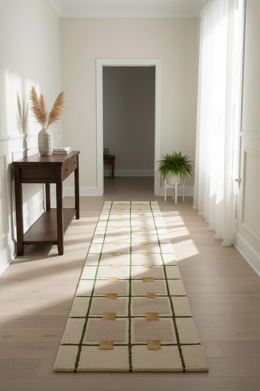 Greer Hand-Tufted Wool Rug - Elegant Taupe and Olive Geometric Pattern for Sophisticated Home Decor (4x6 Ft)