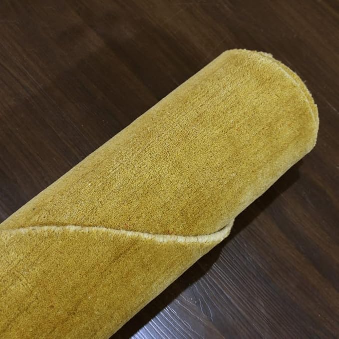 Hand Knotted Loom Wool ECO-Friendly Area Rugs - 10'x10', Octagon, Gold Color, Solid Plain Design, High Pile Thick Handmade Anti Skid Area Rugs for Living Room, Bed Room (L00111)