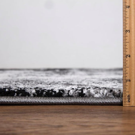 Keen Home Design Area Rugs - 9x12 Non-Shedding, Abstract Rugs for Kitchen, Living Room, Bedroom, Dining Room, Entryway - Size: 9'2" x 11'11", Abstract Black