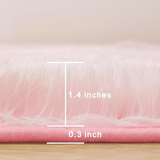 Andency 8x10 Area Rugs for Living Room, Pink Non-Slip Fluffy Soft Large Shag Bedroom Carpet, Big Indoor Thick Nursery Rug for Kids Dorm Home Decor Aesthetic