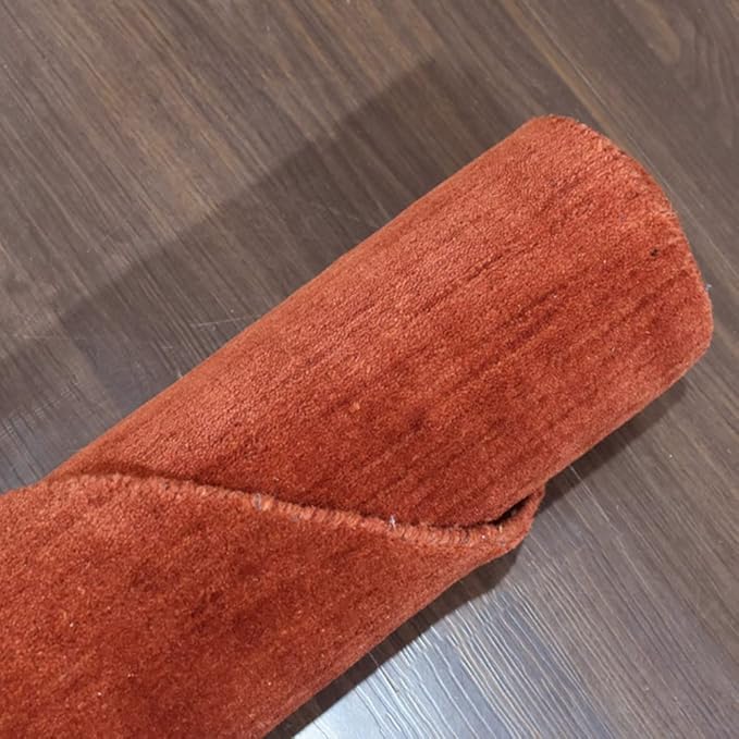 Hand Knotted Loom Wool ECO-Friendly Area Rugs - 8'x8', Octagon, Light Red Color, Solid Plain Design, High Pile Handmade Anti Skid Area Rugs for Living Room, Bed Room (L00111)