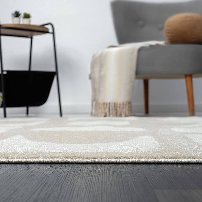 Abani Nuevo Collection Area Rug - Modern Geometric Beige/Cream Design - 6'x9' - Easy to Clean - Durable for Kids and Pets - Non-Shedding - Medium Pile - Soft Feel - for Living Room, Bedroom & Office