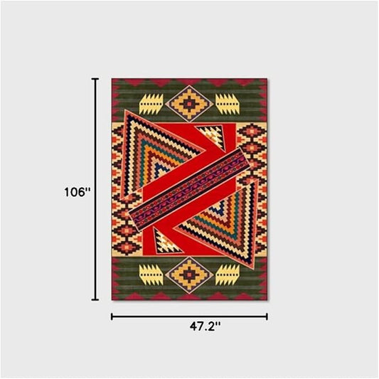 Vintage Boho Area Rugs Multicolor Ethnic Style Geometric Splicing Carpets Bedroom Living Room Kitchen Floor Mats Indoor Outdoor Non-Shedding Runner Rug Home Décor Carpet 4' X 9'