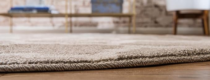 Rugs.com Lattice Collection Rug – 8 Ft Round Light Brown Medium Rug Perfect for Kitchens, Dining Rooms