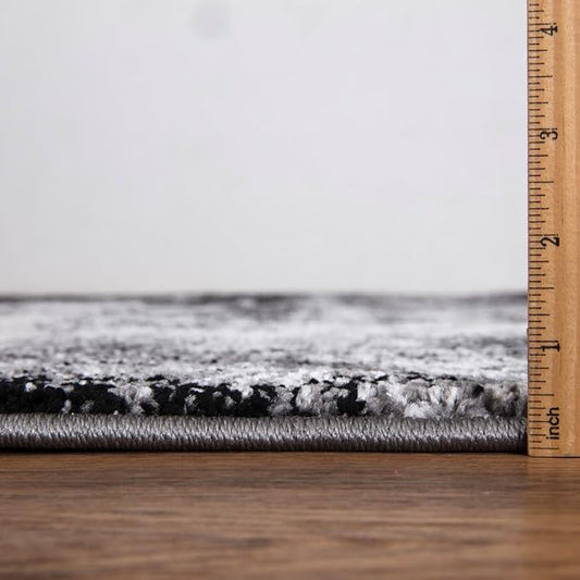 Keen Home Design Area Rugs - 6x9 Non-Shedding, Abstract Rugs for Kitchen, Living Room, Bedroom, Dining Room, Entryway - Size: 5'11" x 9'2", Abstract Black