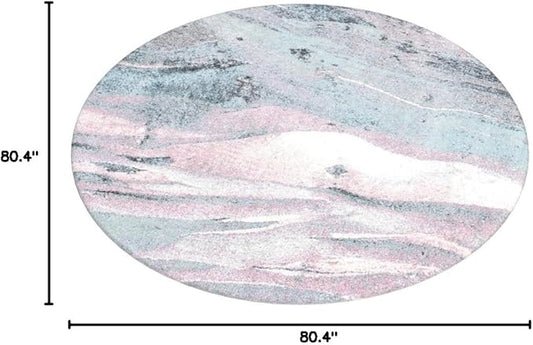 SAFAVIEH Glacier Collection Area Rug - 6'7" Round, Pink & Blue, Modern Abstract Design, Non-Shedding & Easy Care, Ideal for High Traffic Areas in Living Room, Bedroom (GLA126U)