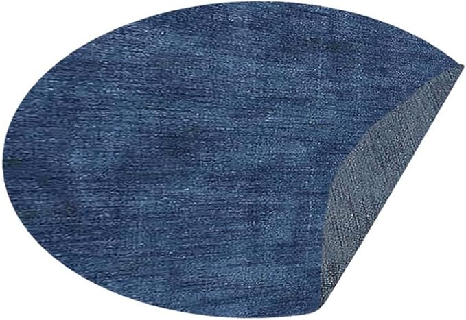 Hand Knotted Loom Wool ECO-Friendly Area Rugs - 8'x8', Round, Blue Color, Solid Plain Design, High Pile Thick Handmade Anti Skid Area Rugs for Living Room, Bed Room (L00111)