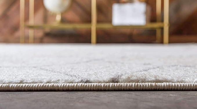 Unique Loom Trellis Frieze Collection Area Rug - Geometric (6' Round, Ivory/ Gray)