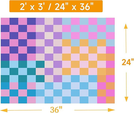 Multicolored Checkered Rug 2x3 Small Modern Aesthetics Washable Non-Slip Checkerboard Rug Indoor Entrance Carpet for Entrance Bedroom Kitchen Bathroom