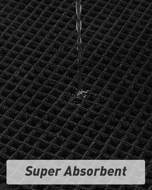AMOAMI Upgraded Waffle Runner Rug Super Absorbent Non Slip Bath Mats for Bathroom Machine Washable Bathroom Runner Rug with Tassels, Ideal for Hallway Bedroom Laundry Room, 2'x 4'(24" x 48"), Black