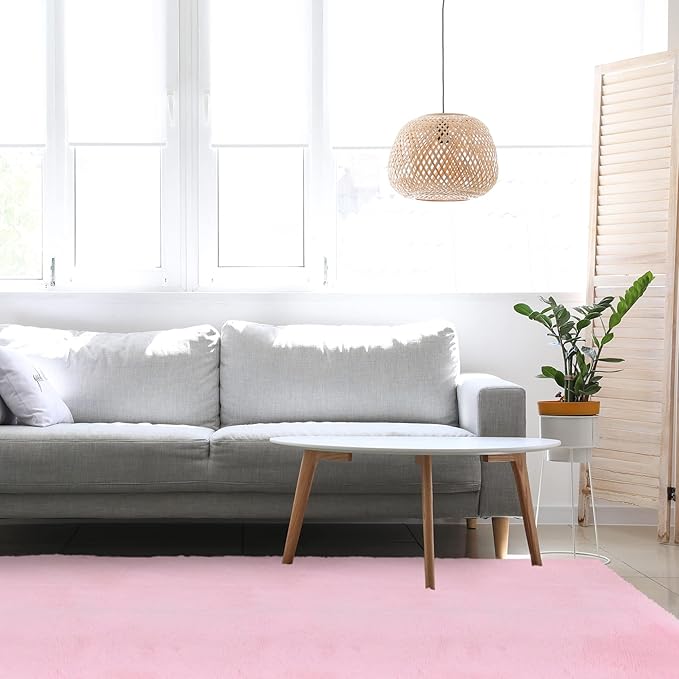 duduta Pink Soft Fluffy Rug 5x8 ft, Shag Fuzzy Plush Rectangle Carpet for Bedroom Nursery Living Room Home Decor