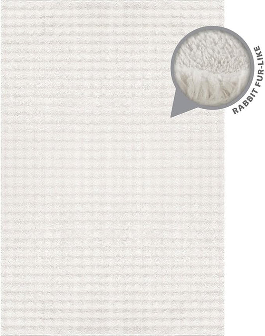 CAMILSON Modern White Non Slip Rug 5x7 Ultra Soft High Pile Area Rugs Non Skid Rubber Backing Durable & Easy to Clean Carpet for Living Room Bedroom Kids Room Indoor Use (5 x 7 White)