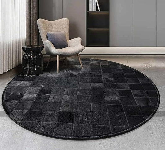 Round Area Rug – Soft Modern Carpet for Living Room, Bedroom, Entryway – Non-Slip Durable Floor Mat for Home Décor (Black_4X4)
