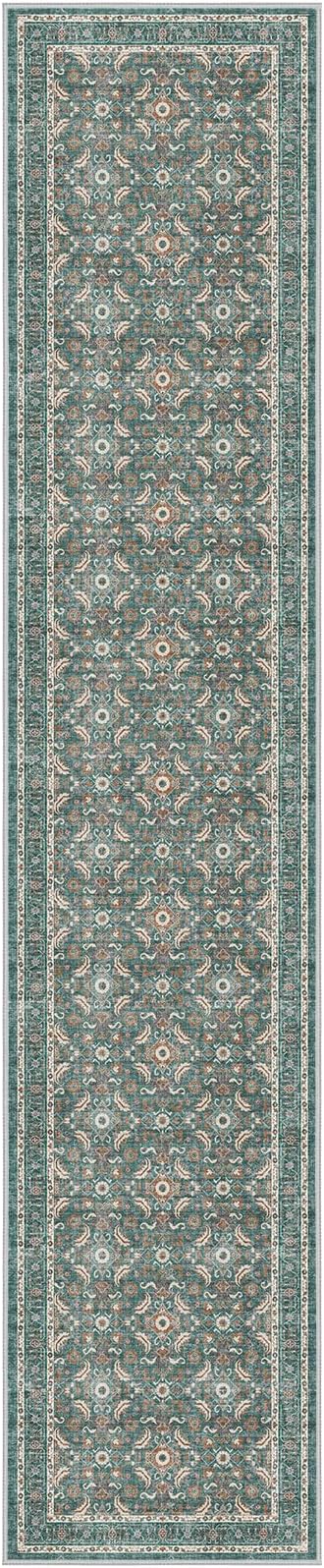 WITSHOCK 2x10 Long Runner Rug for Hallway,Washable Rug Distressed Boho for Bedroom Kitchen Entryway Indoor Entrance,Non Slip Runner Rugs with Rubber Backing(Teal Blue,2x10)