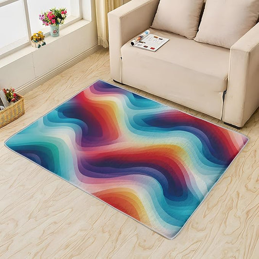 Rainbow Gradient Rug, 6x8 Rug, Modern Rugs for Living Room Bedroom, Abstract Large Area Rug, Washable Rug Non Slip Soft Indoor Carpet, Rainbow Gradient Home & Room Decor