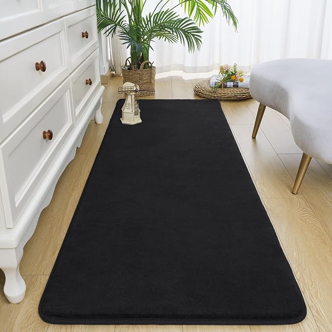 Amearea Modern Soft Hallway Runner Rug, 2x8 Feet Area Rug Runners for Hallways, Washable Runner Rugs, Non Slip Memory Foam Rug Black Runner Rugs Carpet for Entrance Kitchen Kids Room Decor