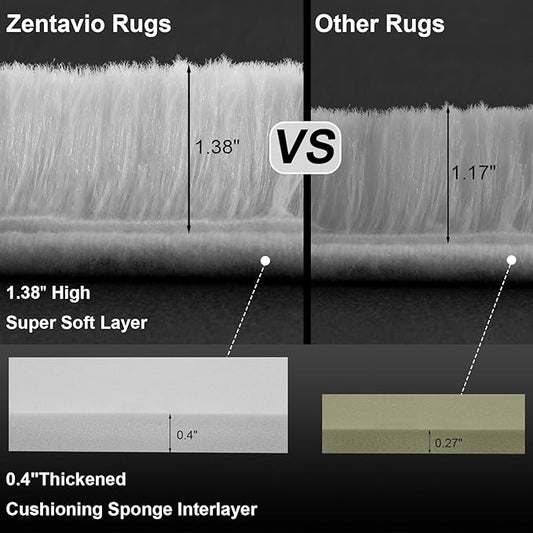 Zentavio White Living Room Rugs 8x10 Large Area Rugs for Bedroom Soft Fluffy Furry Shag Aesthetic Carpet Plush High Pile Floor Rug for Nursery Kids Room Dorm Home Decor