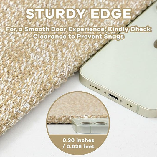EARTHALL Washable Area Rug 2x3 Ft Non Slip Rugs for Entryway Braided Small Throw Rugs with Rubber Backing Door Mat Indoor Outdoor Entrance Rug for Kitchen Foyer Front Door, Golden Beige/White