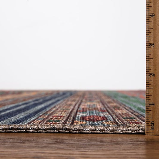 Keen Home Design 2x12 Rug - Machine Washable Runner Rug with Non-Slip Backing, Ideal for Hallway, Entryway, Kitchen, Laundry Room - Vintage, Easy Clean, Durable, Low Pile - (2'6" x 12')