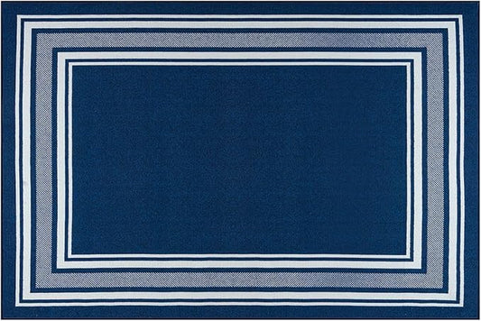 Beverly Rug Non Slip Area Rugs 2x3 Modern Bordered Non Skid Rubber Backing Soft Entryway Rug for Living Dining Room Easy to Clean Non Shedding Kitchen Bedroom Indoor Carpet 2 x 3 Navy
