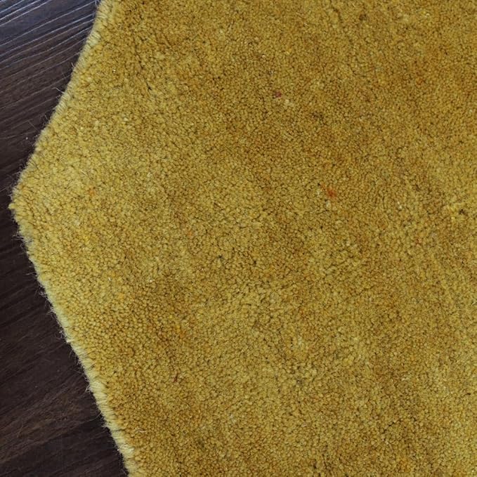Hand Knotted Loom Wool ECO-Friendly Area Rugs - 10'x10', Octagon, Orange Color, Solid Plain Design, High Pile Handmade Anti Skid Area Rugs for Living Room, Bed Room (L00111)