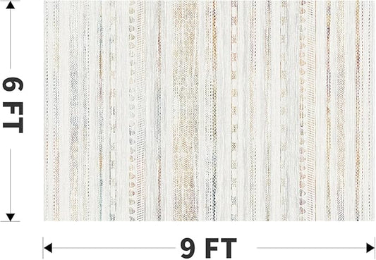 6x9 Area Rugs for Living Room Machine Washable Rug Distressed Indoor Carpet Neutral Moroccan Boho Rug Ultra Soft Area Rug for Bedroom Dining Room Playroom Office, Multi-Color