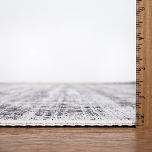Bloom Rugs Washable Non-Slip 6' x 9' Rug - Gray/Charcoal/Blue Modern Abstract Area Rug for Living Room, Bedroom, Dining Room, and Kitchen - Exact Size: 6' x 9'