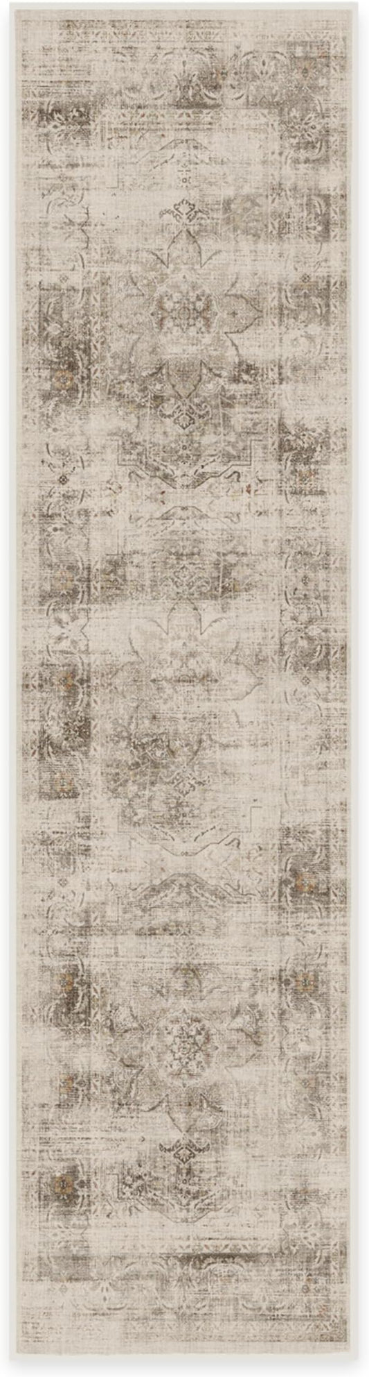 RUGGABLE Washable Vintage Runner Rug – Sarrah Hazel 2.5x10, Stain-Resistant, Non-Slip Hallway Runner – Machine Washable Rug for Hallway, Entryway, Living Room & Kitchen – with Standard Pad