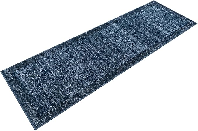 Rugs.com Angelica Collection Rug – 6 Ft Runner Navy Blue Medium-Pile Rug Perfect for Hallways, Entryways