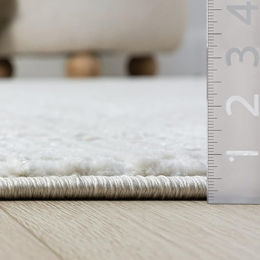 Abani Cream Area Rug - Living Room & Bedroom - Textured Weave Design - Indoor Use - Easy to Clean, Stain Resistant, Non-Shedding - Neutral Collection (8'11" x 12')