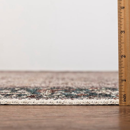 Keen Home Design 8x10 Rug - Machine Washable Area Rug with Non-Slip Backing, Ideal for Living Room, Dining Room, Bedroom - Vintage, Easy Clean, Durable, Low Pile - (8' x 10')