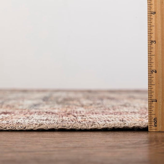 Keen Home Design 6x9 Rug - Machine Washable Area Rug with Non-Slip Backing, Ideal for Living Room, Dining Room, Bedroom - Vintage, Easy Clean, Durable, Low Pile - (6' x 9')