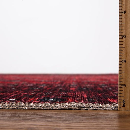 Keen Home Design 2x12 Rug - Machine Washable Runner Rug with Non-Slip Backing, Ideal for Hallway, Entryway, Kitchen, Laundry Room - Vintage, Easy Clean, Durable, Low Pile - (2'6" x 12')