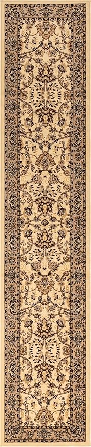 Unique Loom Sialk Hill Collection Area Rug - Washington (2' 7" x 13' 1" Runner Ivory/Black)