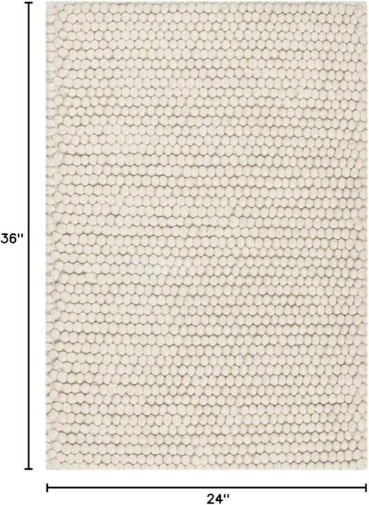 SAFAVIEH Natura Collection Accent Rug - 2' x 3', Ivory, Handmade Wool Blend, Textured Design, Ideal for Hallway, Bedroom, Foyer (NAT620A)