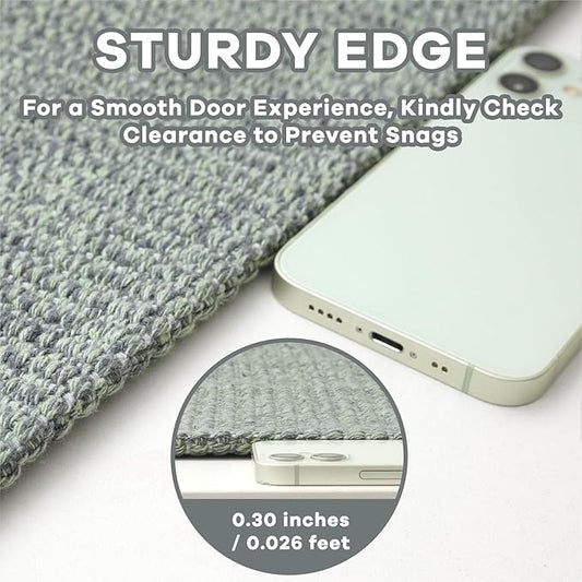EARTHALL Washable Area Rug 2x3 Ft Non Slip Rugs for Entryway Braided Small Throw Rugs with Rubber Backing Door Mat Indoor Outdoor Entrance Rug for Kitchen Foyer Front Door, Green/Grey