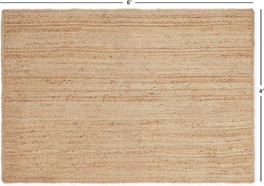 REDEARTH · Rectangular Area Rug - 4'x6' Braided Natural Jute with Non-Skid Backing - Handwoven Boho Rug for Bedroom, Kitchen, Living Room Aesthetic Home Decor - Durable Handmade Rug, Set of 2