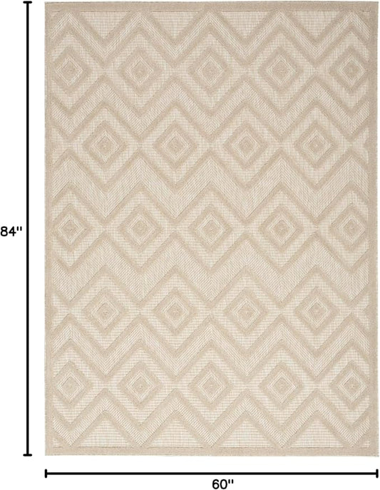 Nourison Home Versatile Cream 5' x 7' Area Rug - Easy Clean, Non Shedding, Bed Room, Living Room, Dining Room, Kitchen (5' x 7')