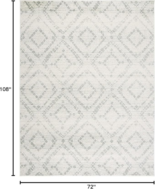 SAFAVIEH Adirondack Collection Area Rug - 6' x 9', Ivory & Green, Modern Diamond Distressed Design, Non-Shedding & Easy Care, Ideal for High Traffic Areas in Living Room, Bedroom (ADR131X)