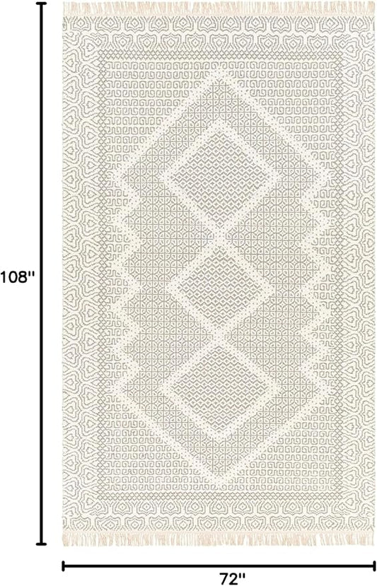 Mark&Day Wool Rugs, 6x9 Nishnabotny Cottage Light Gray Area Rug, Grey Beige Carpet for Living Room, Bedroom or Kitchen (6' x 9')