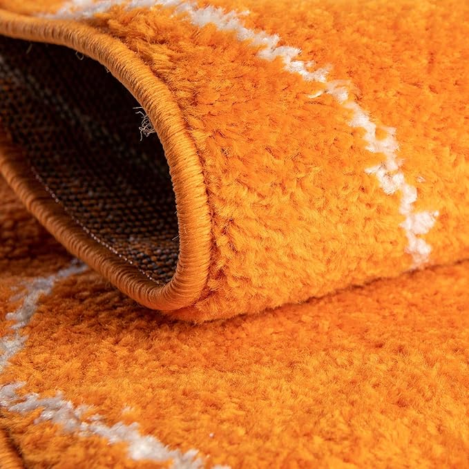 Unique Loom Trellis Frieze Collection Area Rug - Geometric (5' 1" Round, Orange/ Ivory)