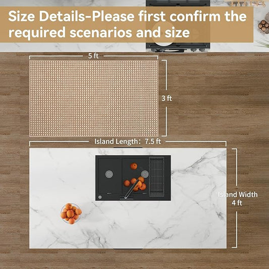 Boho 3x5 ft Washable Area Rug Entryway Runner for Kitchen, Non Slip Woven Hallway Rugs Kitchen Mats for Floor Hall Rug Indoor Door Mat Carpet for Backdoor Bedroom Living Room, Easy Clean, Brown