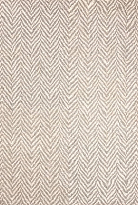 Modern Herringbone Chevron Collection Handcrafted Wool Area Rug - Durable, Zigzag Pattern, for High Traffic, Contemporary Design for Living Room, Bedroom, Dining Room Decor (Sand Beige, 2.6' x 10')