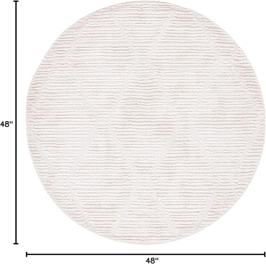 SAFAVIEH Marrakesh Collection Round Rug - 4' Round, Beige, Bohemian Design, Ideal for High Traffic Areas in Living Room, Bedroom & Dining Room (MRK517C-4R)