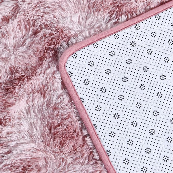 Shag Area Rug, 4 X 6 Tie-Dyed Plush Fuzzy Rugs for Living Room, Ultra Soft Fluffy Furry Rug for Bedroom, Indoor Carpet Nursery Rugs for Kids Room Home Decor, Pink Purple