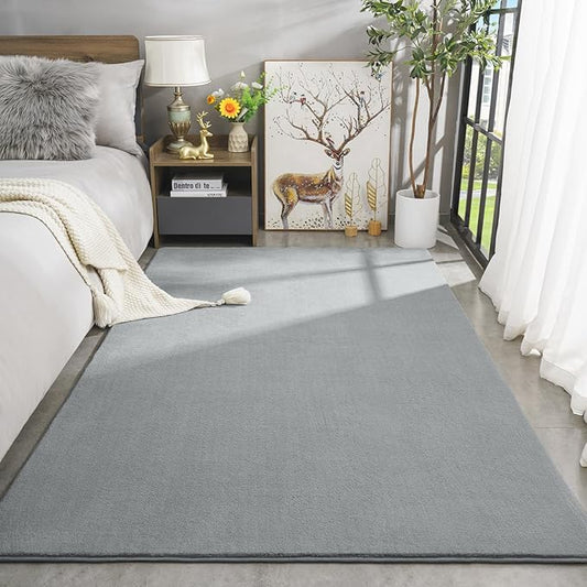 Amearea Large Modern Area Rugs for Bedroom Living Room, 6x9 Feet Grey Thickened Memory Foam Rug, Fluffy Indoor Washable Rugs Non Slip Minimalist Carpet for Boys Girls Dorm Nursery Room Decor